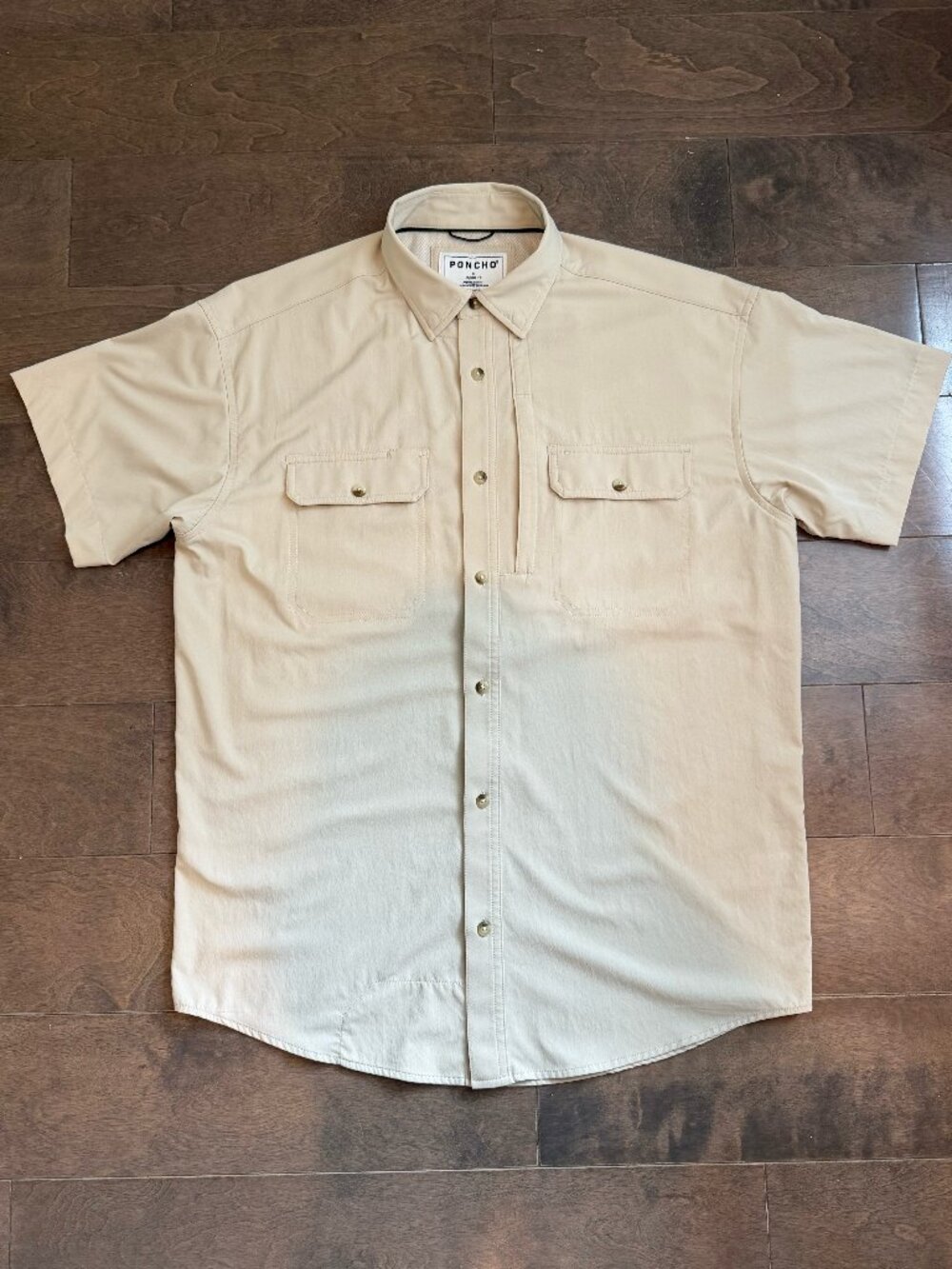 Poncho “The Brown Bear” Tan Short-Sleeve Button-Down Western Shirt (Size S, Reg)